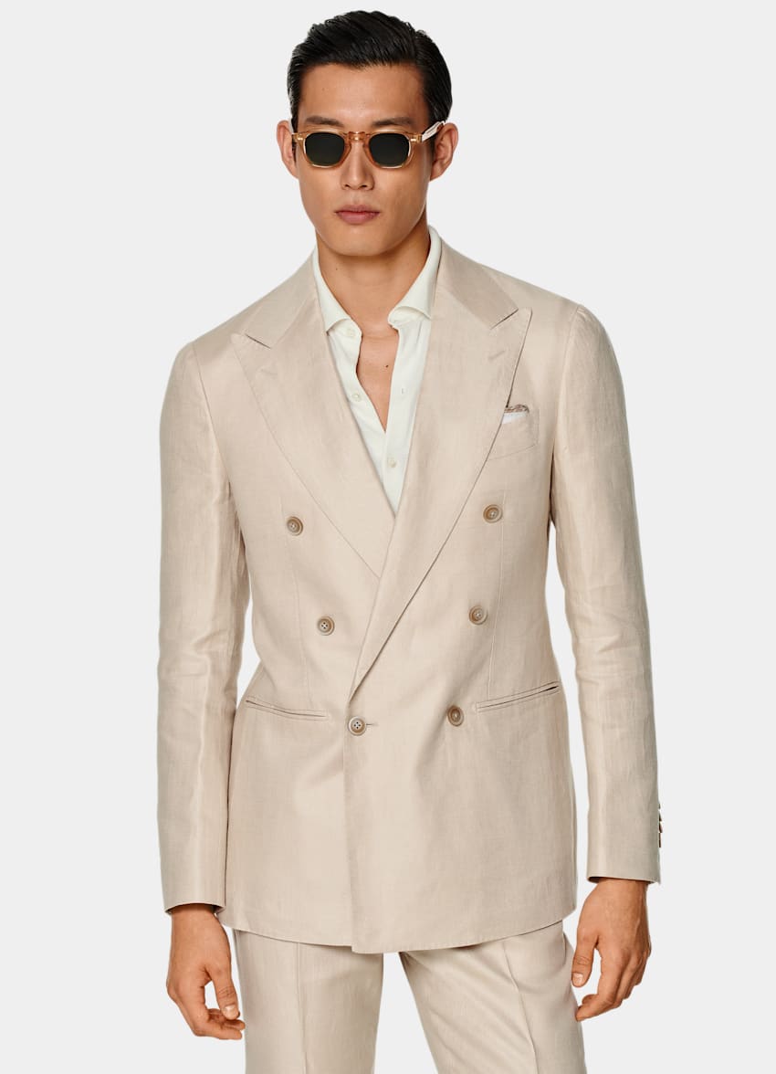 SUITSUPPLY Pure Linen by Solbiati, Italy Light Brown Havana Suit