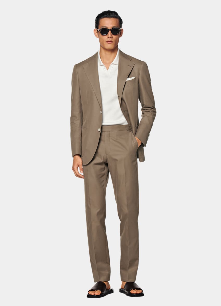 SUITSUPPLY Pure Cotton by E.Thomas, Italy Taupe Roma Suit
