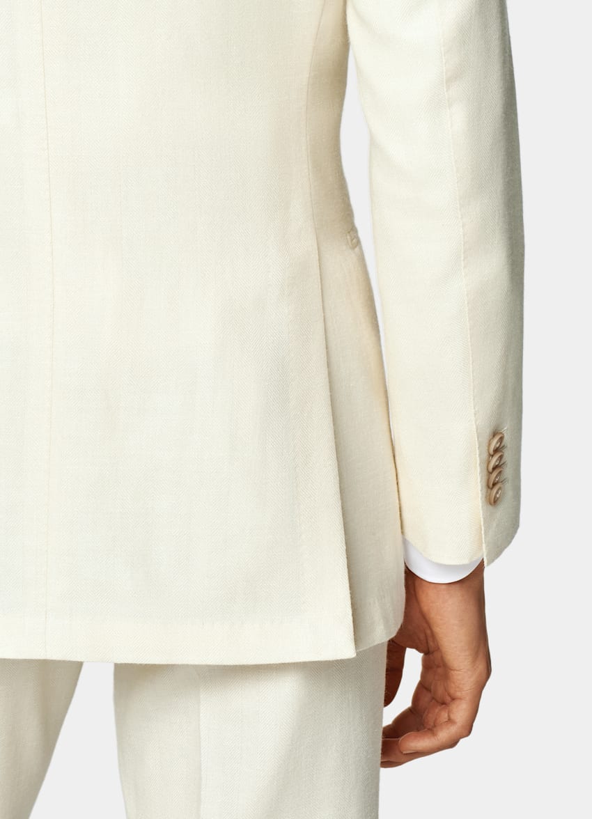 SUITSUPPLY Laine, soie et lin - E.Thomas, Italie Costume Havana blanc cassé à chevrons