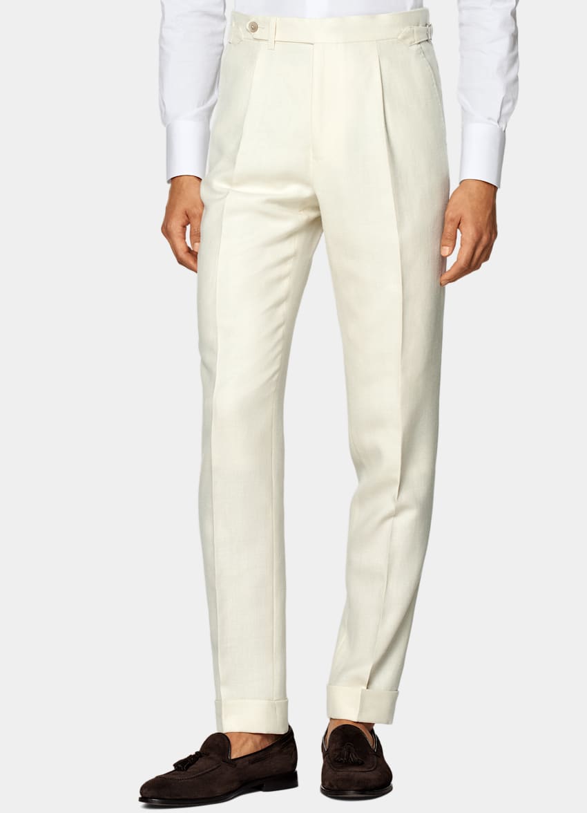 Off-White Herringbone Havana Suit in Wool Silk Linen | SUITSUPPLY US