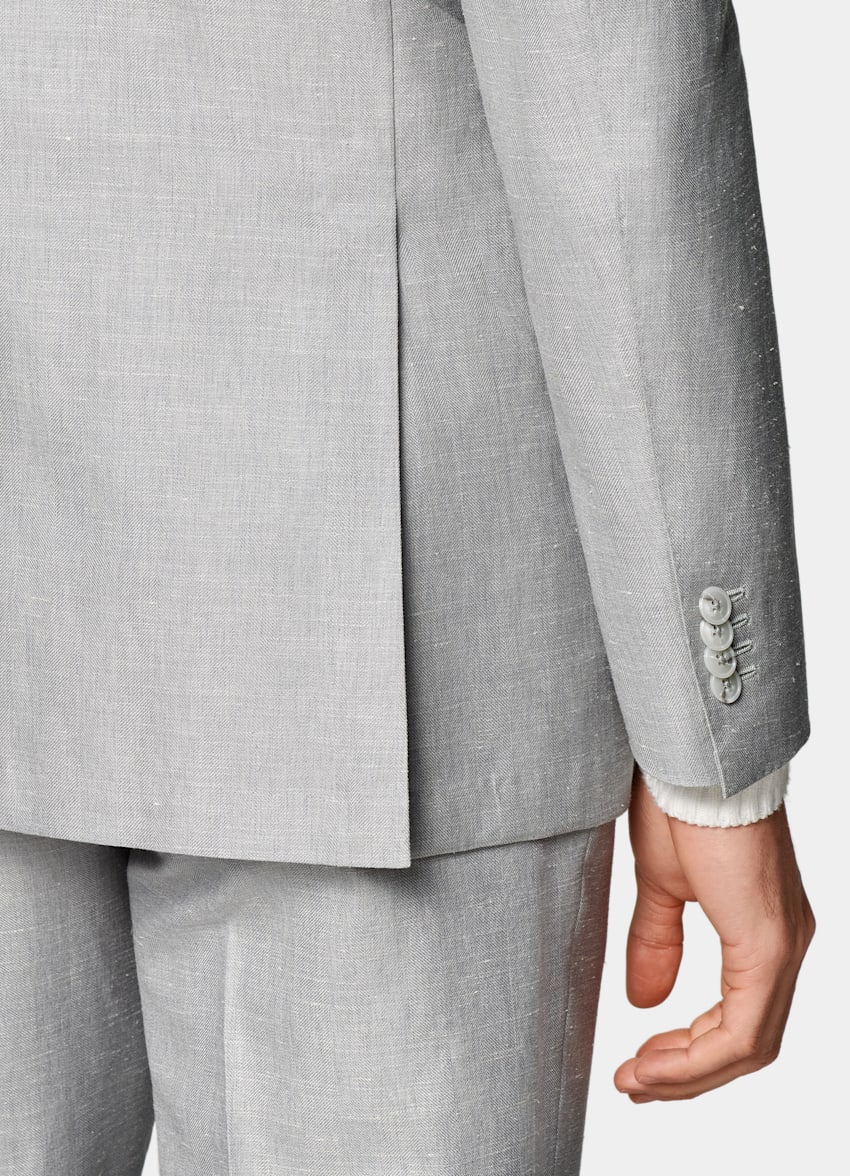 SUITSUPPLY Wool Silk Linen by Rogna, Italy Light Grey Havana Suit