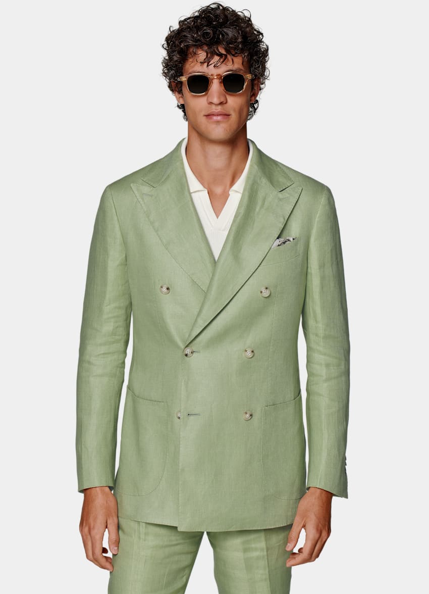 SUITSUPPLY Rent linne från Leomaster, Italien Havana ljusgrön kostym med tailored fit