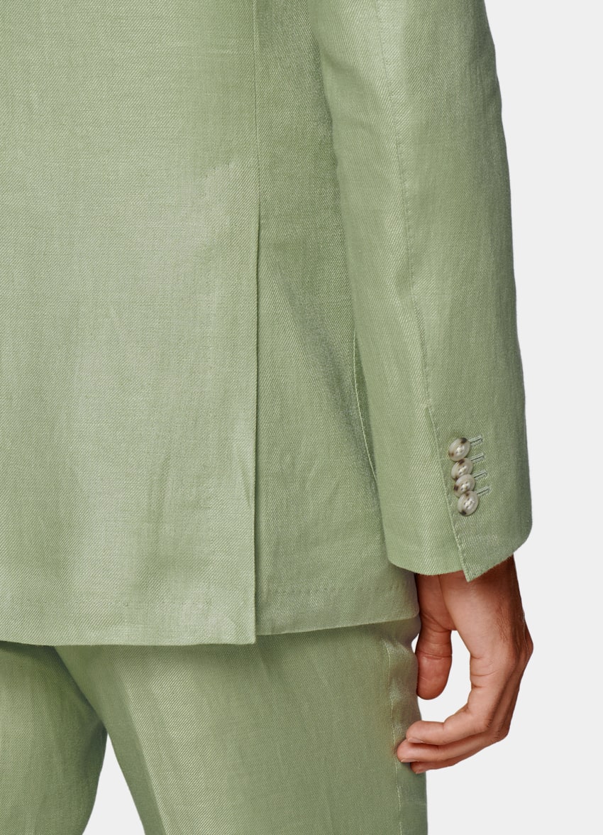 SUITSUPPLY 夏季 意大利 Leomaster 生产的亚麻面料 Havana 浅绿色合体身型西装