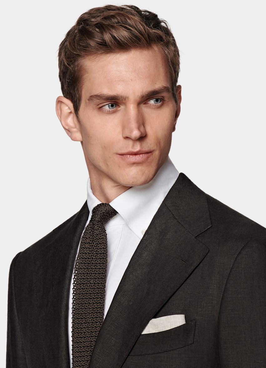 SUITSUPPLY Pure Linen by Di Sondrio, Italy Dark Brown Roma Suit