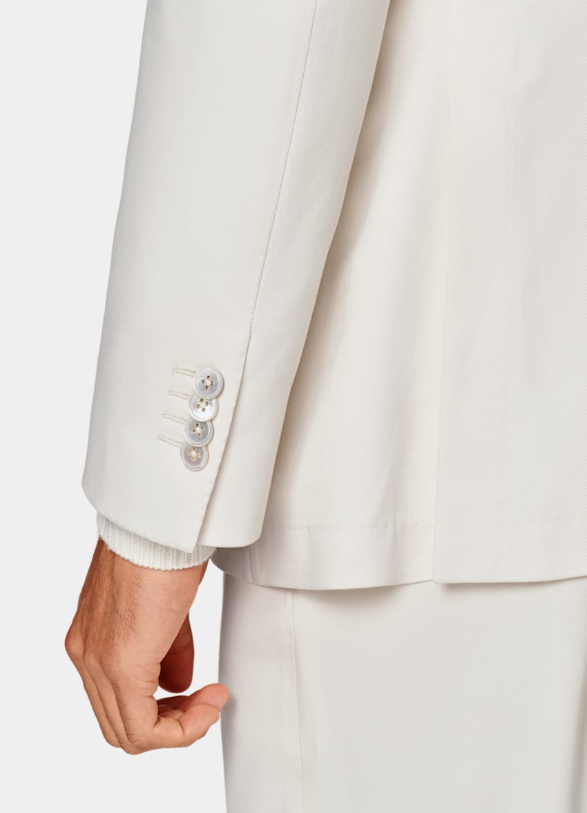 SUITSUPPLY Pure Silk by Lanificio Ermenegildo Zegna, Italy Off-White Tailored Fit Havana Suit