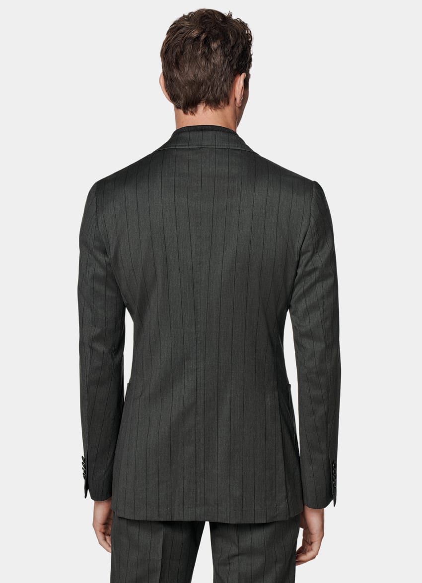 SUITSUPPLY Pure Wool by Reda, Italy Dark Grey Striped Tailored Fit Havana Suit