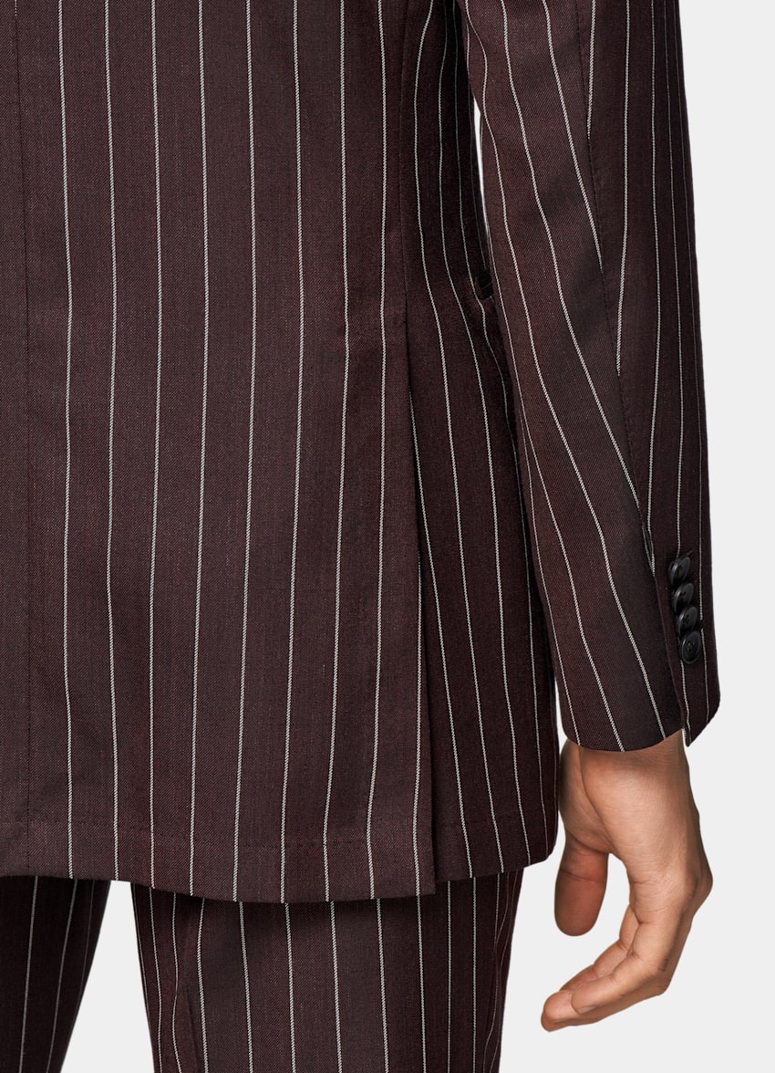 SUITSUPPLY Wool Silk Linen by E.Thomas, Italy Burgundy Striped Havana Suit