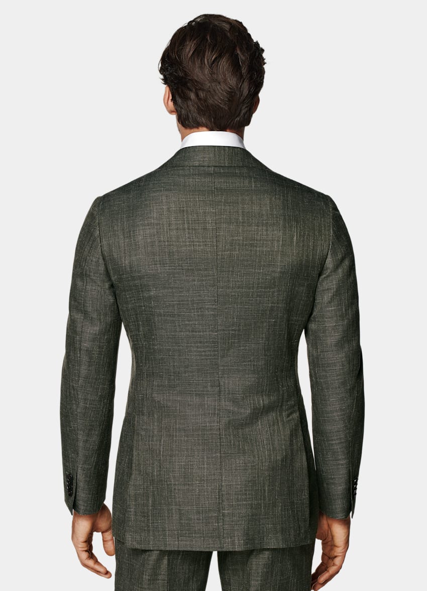 SUITSUPPLY 意大利 E.Thomas 生产的羊毛、丝绸、亚麻面料 Havana 深绿色合体身型西装