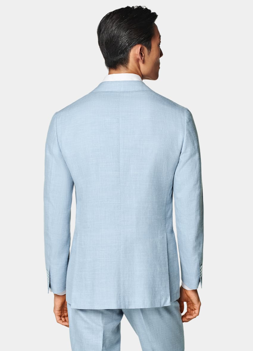 SUITSUPPLY Sommer Schurwolle Seide Leinen von E.Thomas, Italien Havana Anzug hellblau Tailored Fit