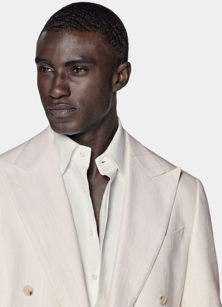Off-White Striped Havana Suit in Silk Linen Cotton Polyamide ...