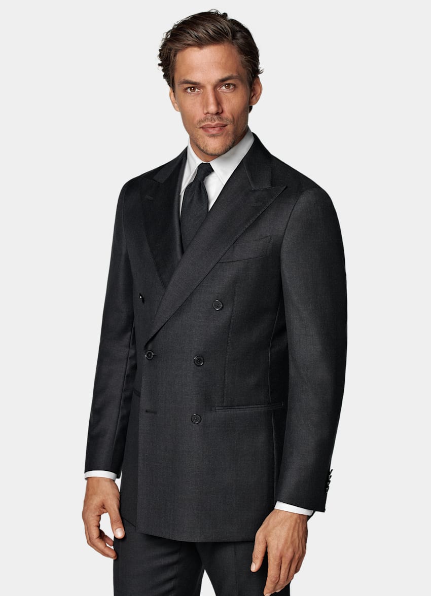 SUITSUPPLY Pure S110's Wool by Vitale Barberis Canonico, Italy Dark Grey Tailored Fit Havana Suit