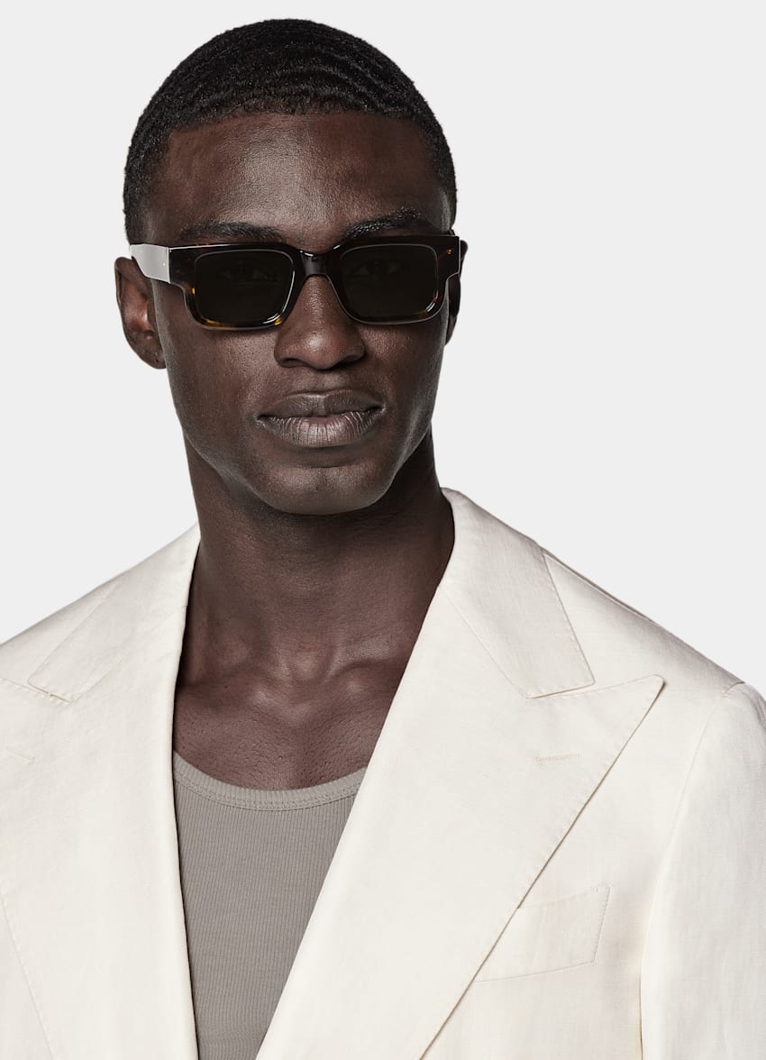 SUITSUPPLY Leinen Seide von Beste, Italien Havana Anzug off-white Tailored Fit