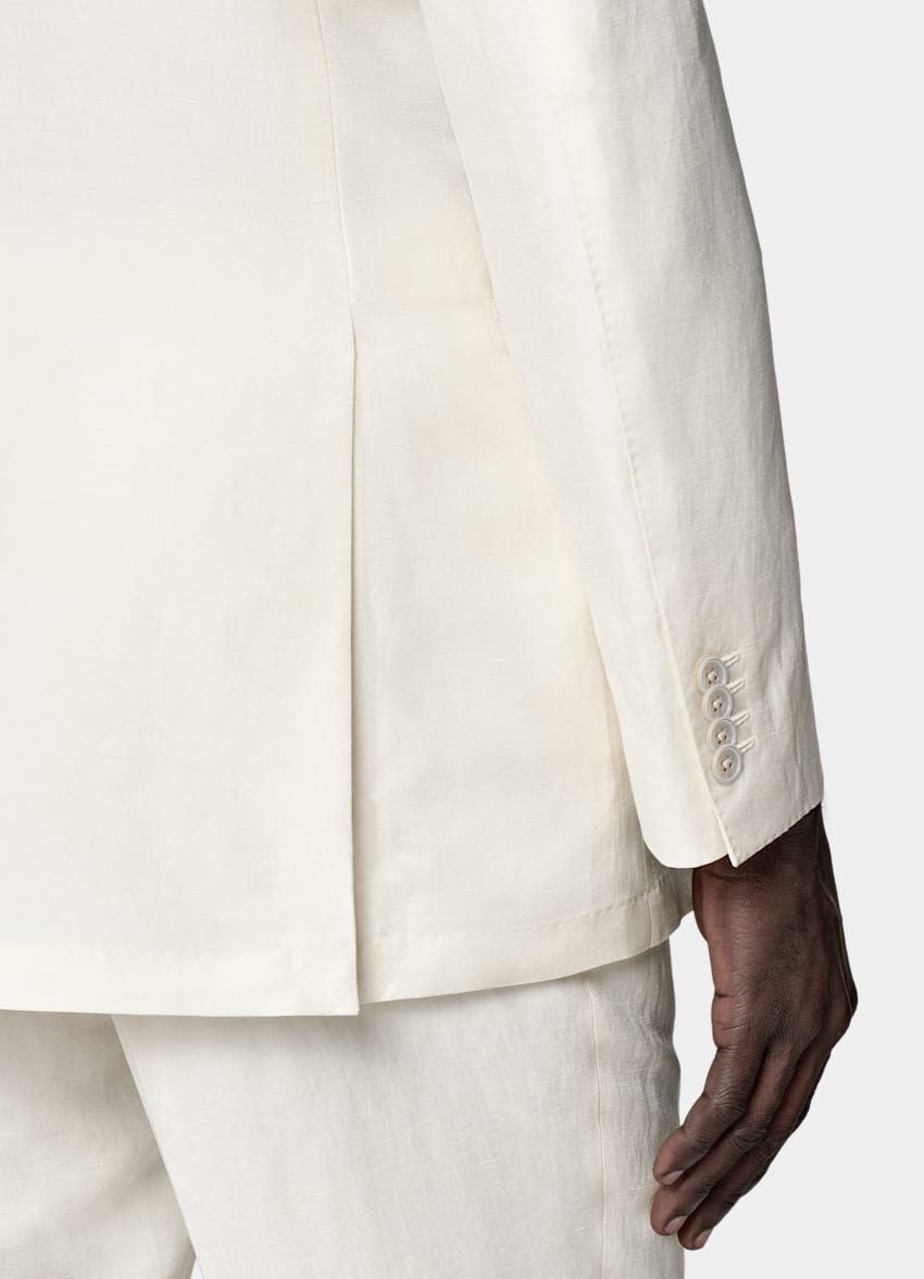 SUITSUPPLY Lin soie - Beste, Italie Costume Havana coupe Tailored blanc cassé