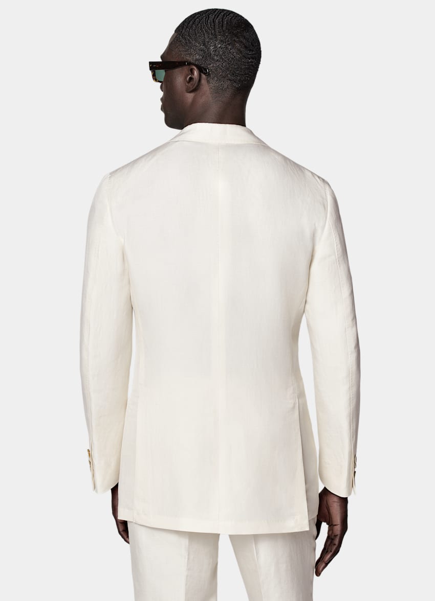 SUITSUPPLY Linen Silk by Beste, Italy Off-White Tailored Fit Havana Suit