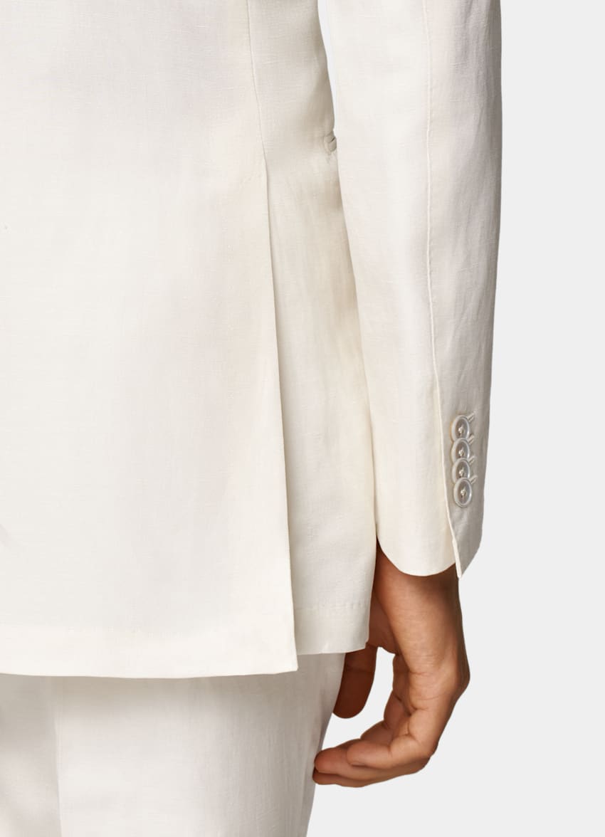 SUITSUPPLY Lin soie - Beste, Italie Costume Havana coupe Tailored blanc cassé