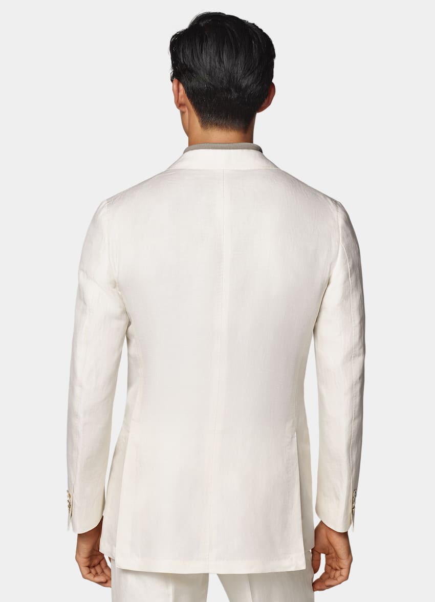 SUITSUPPLY Len/jedwab od Beste, Włochy Garnitur Havana tailored fit w odcieniu bieli