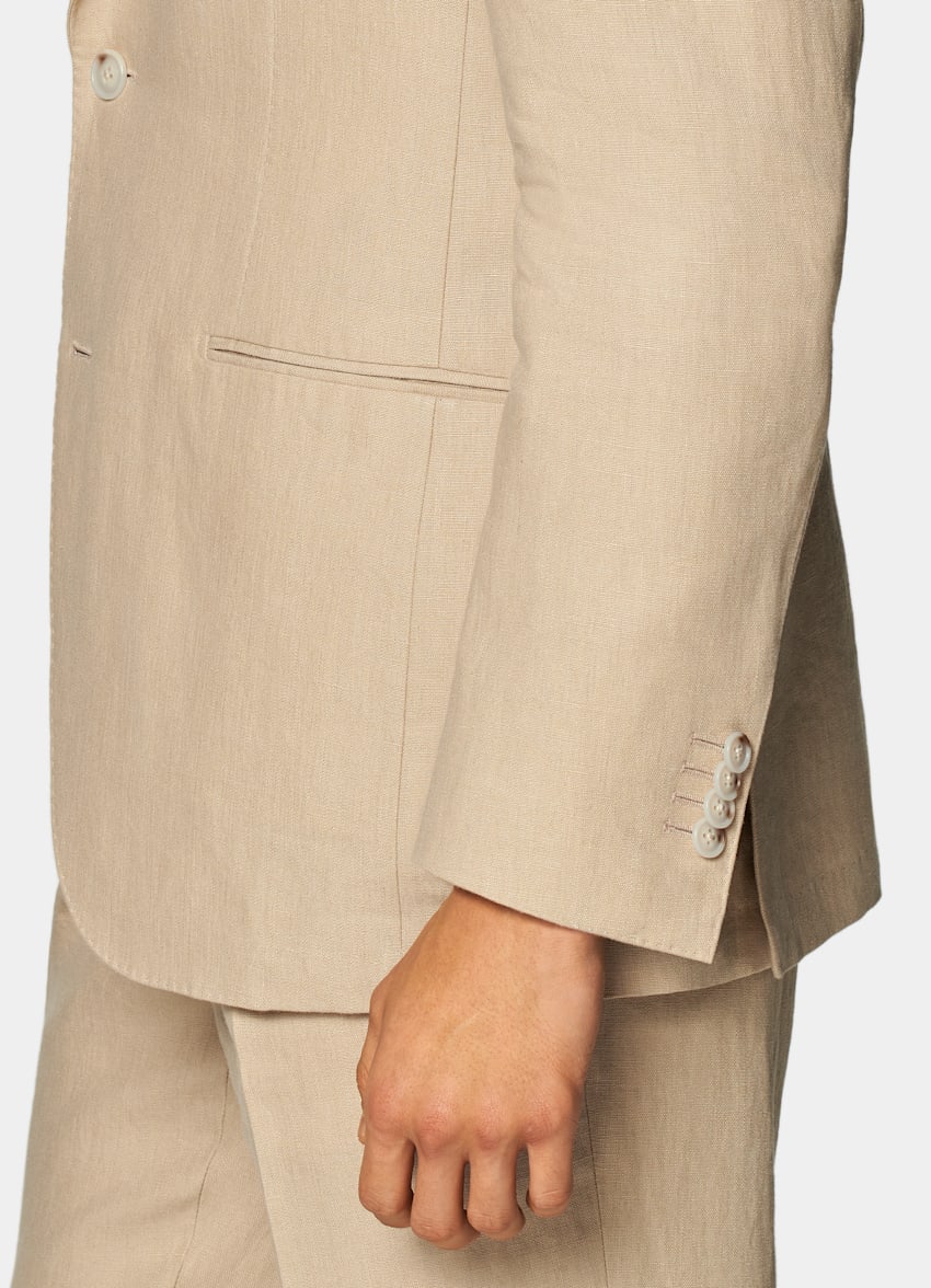 SUITSUPPLY Rent linne från Leomaster, Italien Roma sandfärgad kostym med relaxed fit