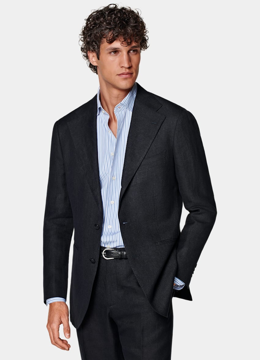 SUITSUPPLY Pures Leinen von Rogna, Italien Roma Anzug navy Relaxed Fit