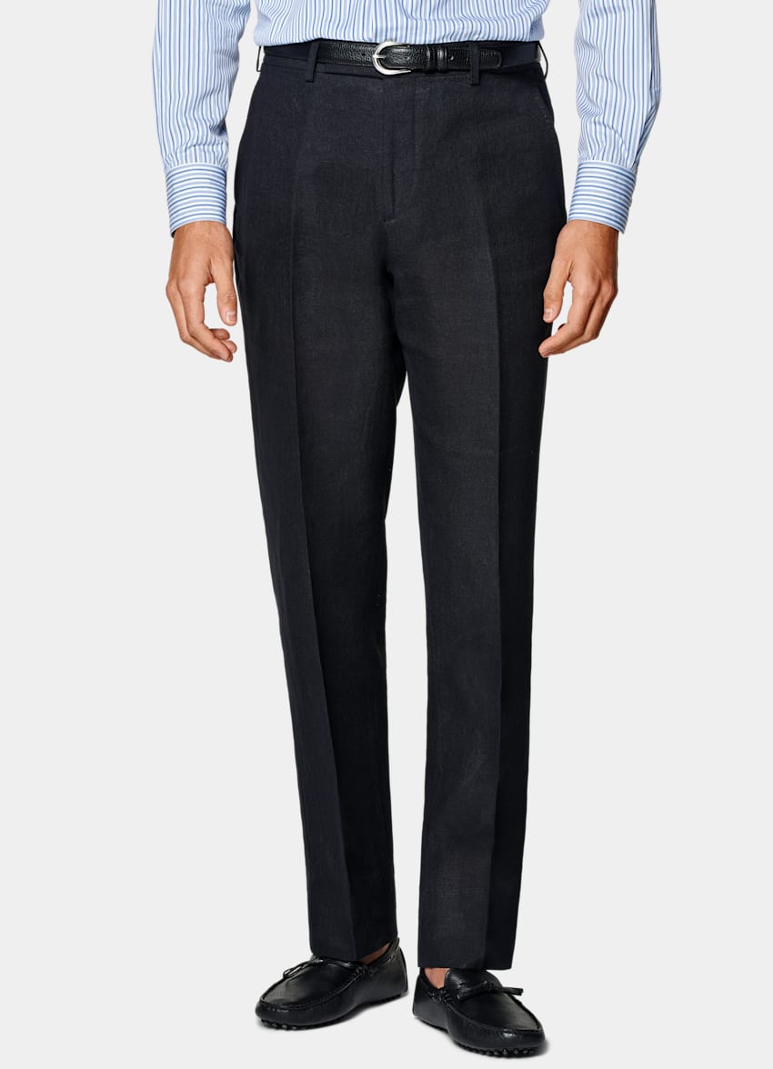 SUITSUPPLY Summer Pure Linen by Rogna, Italy Navy Relaxed Fit Roma Suit