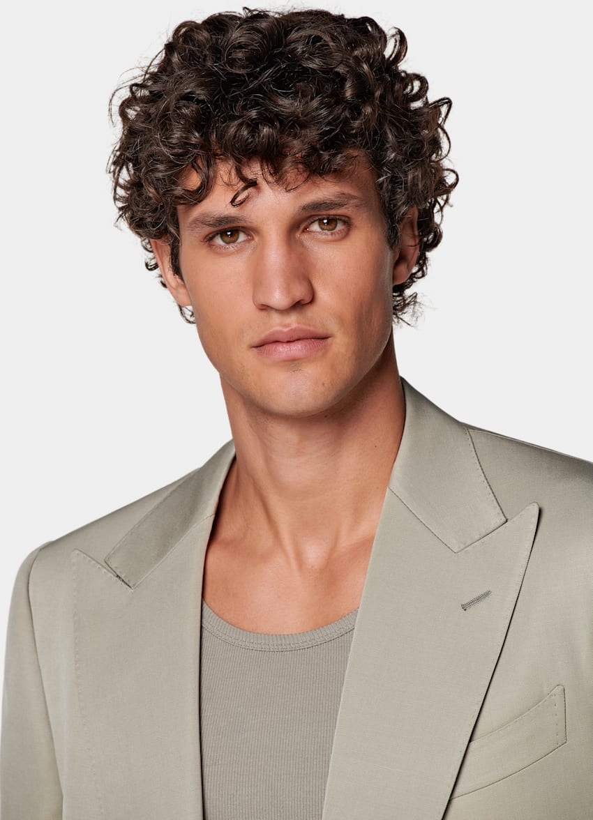 SUITSUPPLY Wolle Mohair von Botto Giuseppe, Italien Milano Anzug hellgrün Tailored Fit