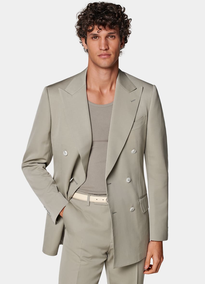 SUITSUPPLY Wool Mohair by Botto Giuseppe, Italy Light Green Tailored Fit Milano Suit