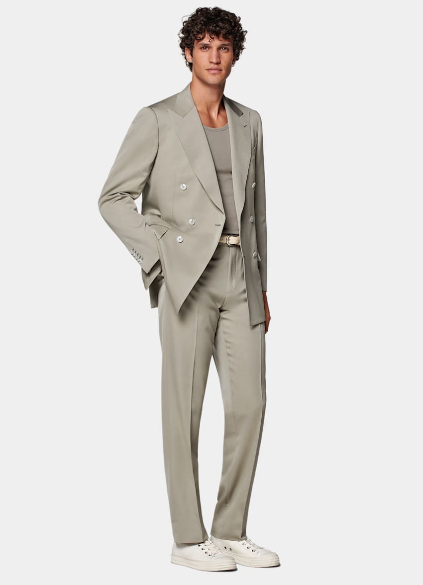 SUITSUPPLY Wool Mohair by Botto Giuseppe, Italy Light Green Tailored Fit Milano Suit