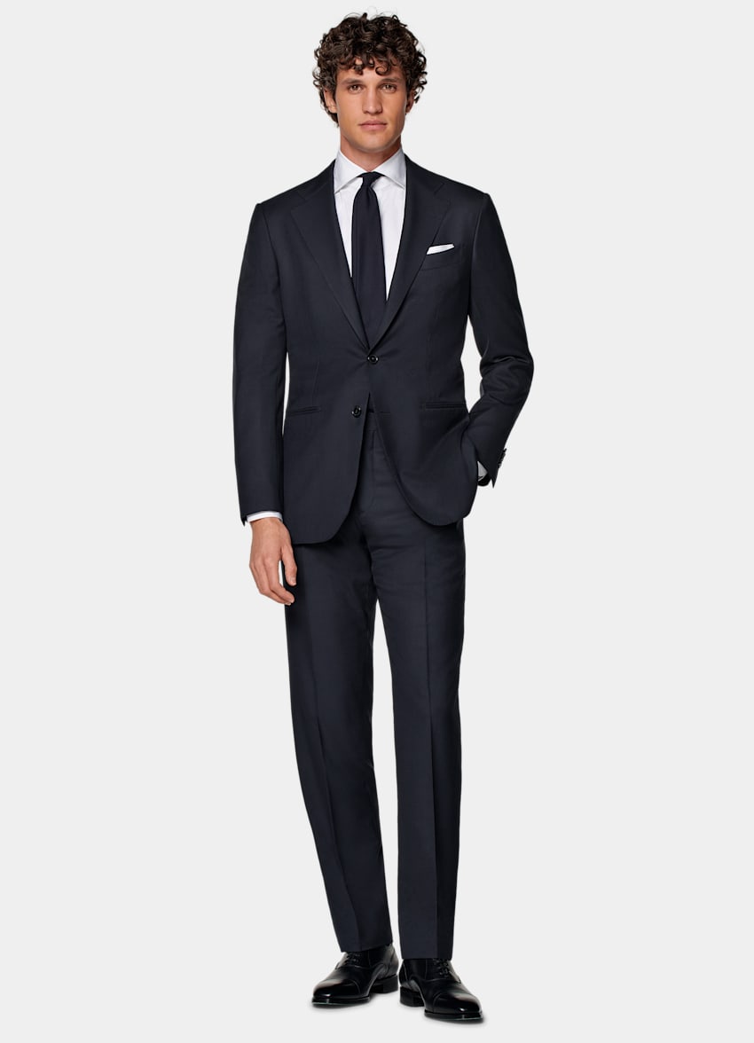 SUITSUPPLY Pure S150's Wool by E.Thomas, Italy Navy Tailored Fit Havana Suit