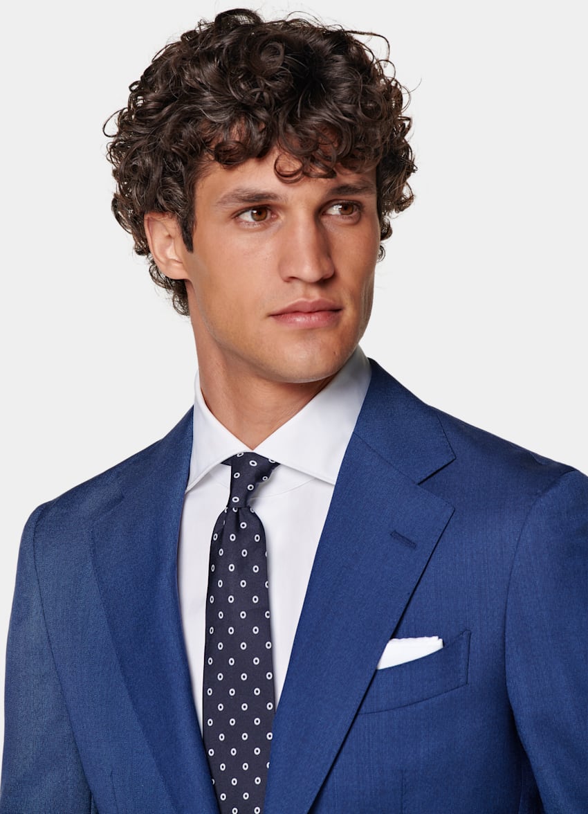 SUITSUPPLY Pure S110's Wool by Vitale Barberis Canonico, Italy Mid Blue Perennial Havana Suit