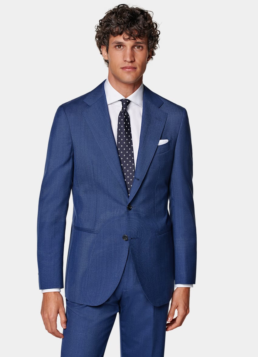 SUITSUPPLY Pure S110's Wool by Vitale Barberis Canonico, Italy Mid Blue Perennial Havana Suit