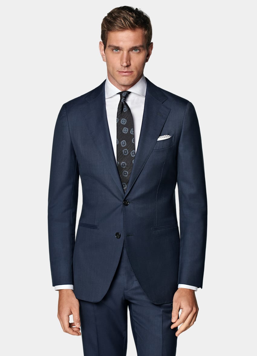 SUITSUPPLY Pure S150's Wool by Vitale Barberis Canonico, Italy Mid Blue Tailored Fit Havana Suit