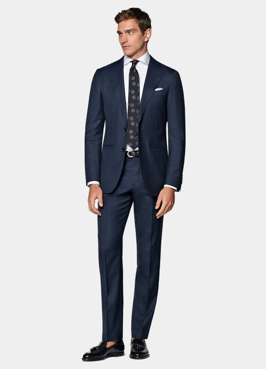 SUITSUPPLY Pure S150's Wool by Vitale Barberis Canonico, Italy Mid Blue Tailored Fit Havana Suit