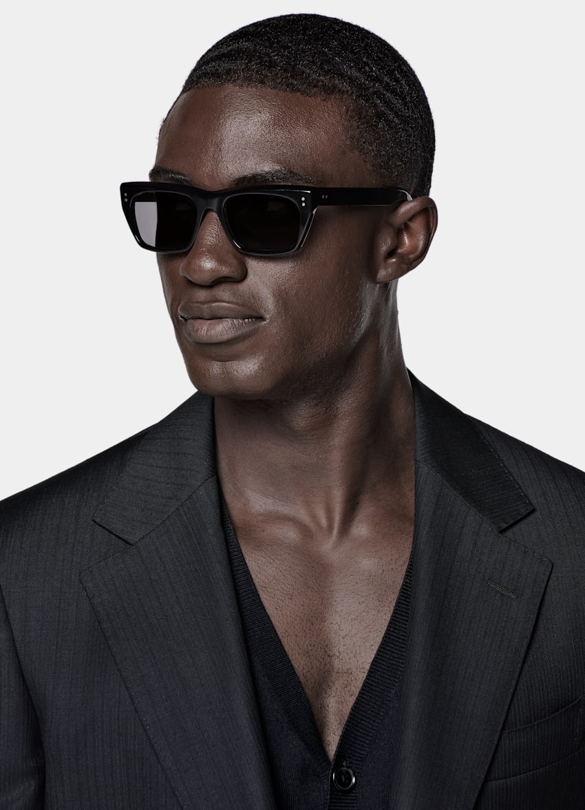 SUITSUPPLY All Season Pure S130's Wool by E.Thomas, Italy Navy Striped Tailored Fit Milano Suit