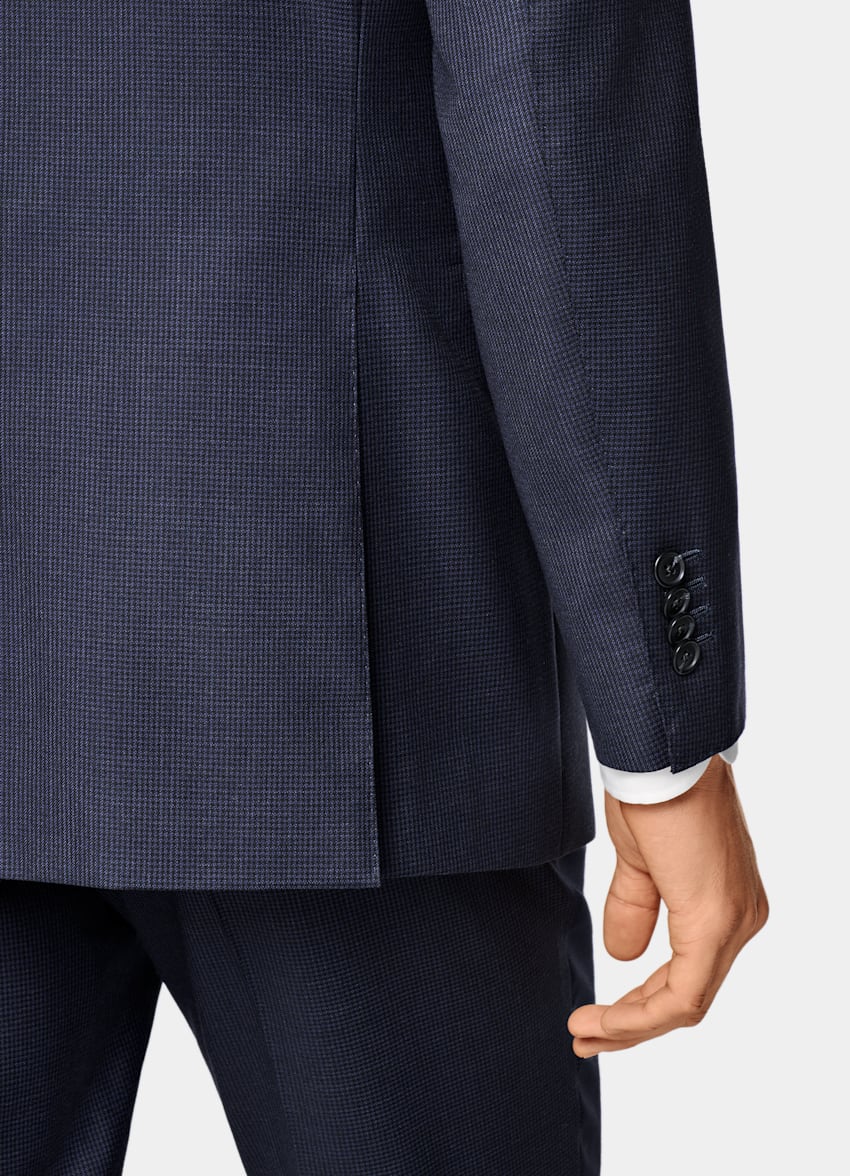SUITSUPPLY All Season Pure S130's Wool by Drago, Italy Navy Houndstooth Tailored Fit Havana Suit