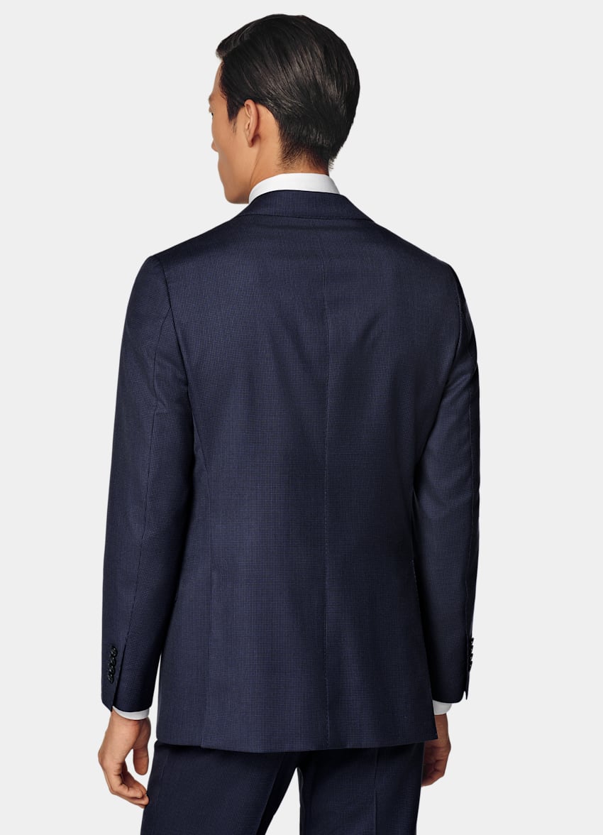SUITSUPPLY All Season Pure S130's Wool by Drago, Italy Navy Houndstooth Tailored Fit Havana Suit