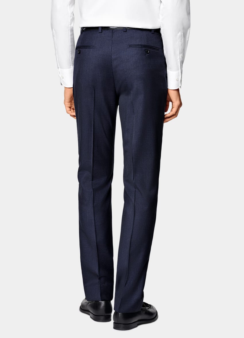 SUITSUPPLY All Season Pure S130's Wool by Drago, Italy Navy Houndstooth Tailored Fit Havana Suit
