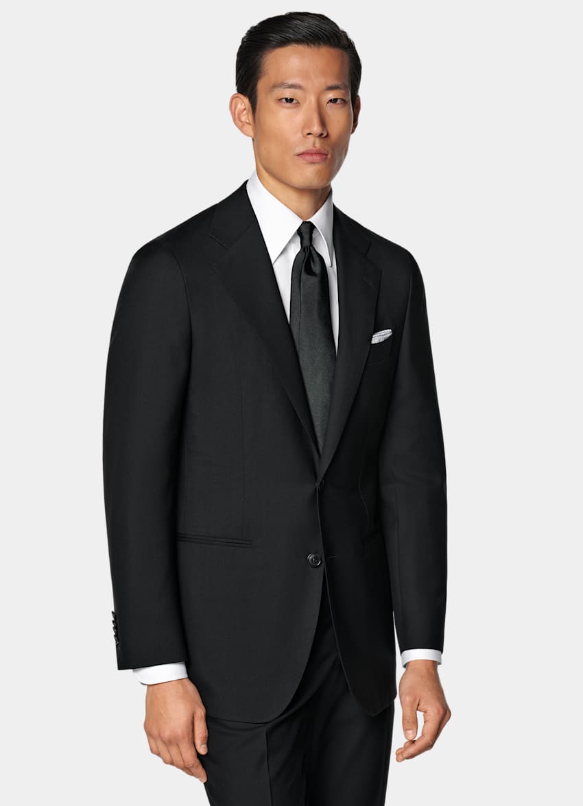 SUITSUPPLY All Season Pure S150's Wool by E.Thomas, Italy Black Tailored Fit Havana Suit