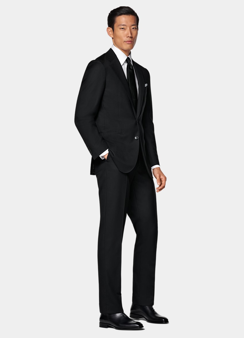 SUITSUPPLY All Season Pure S150's Wool by E.Thomas, Italy Black Tailored Fit Havana Suit