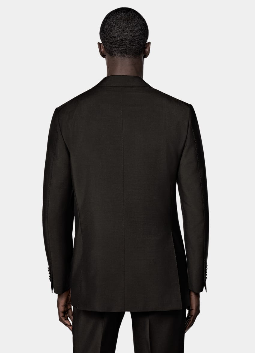SUITSUPPLY All Season Wool Mohair by Vitale Barberis Canonico, Italy Dark Brown Tailored Fit Milano Suit