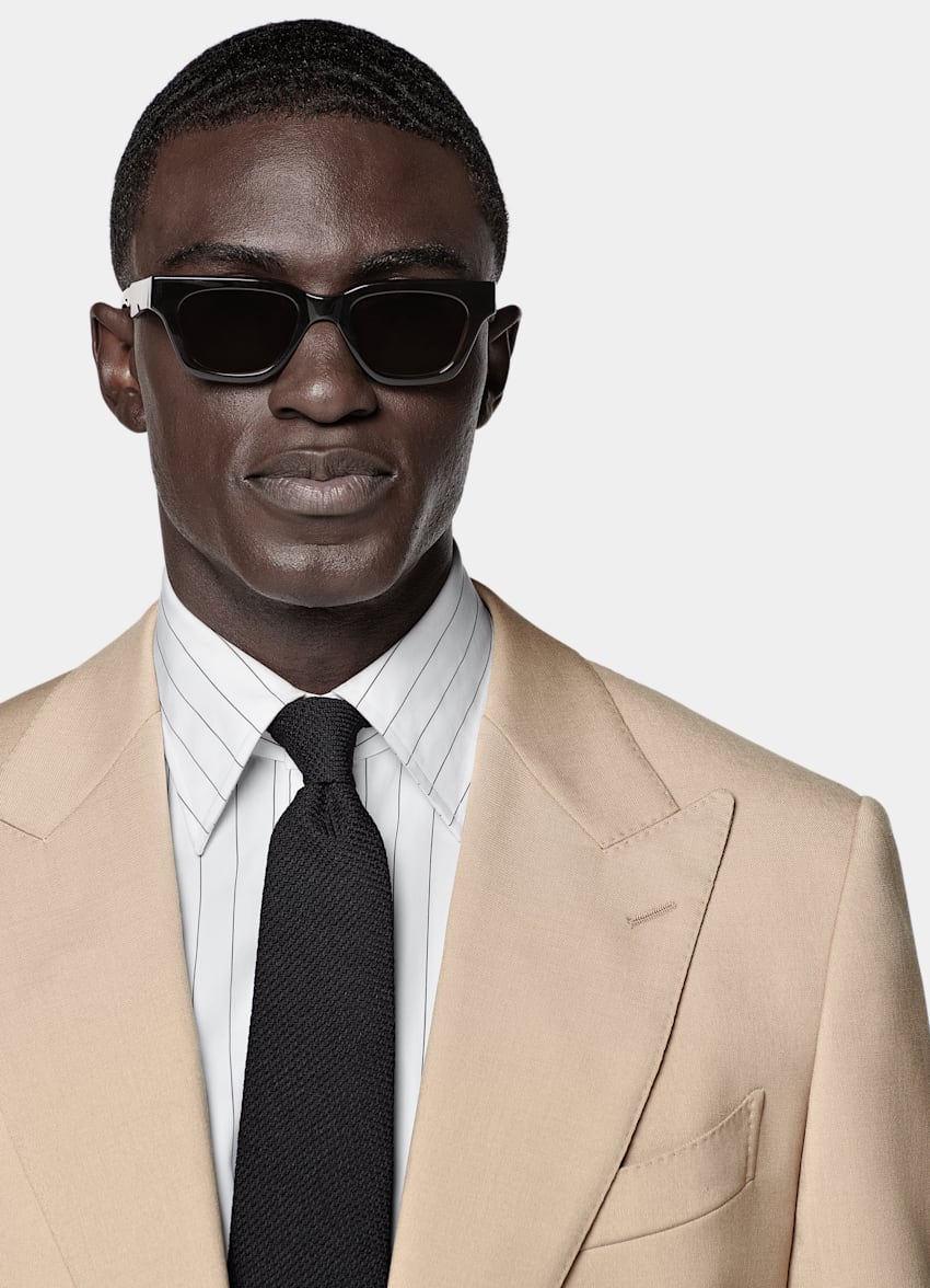 SUITSUPPLY All Season Wool Mohair by Botto Giuseppe, Italy Mid Brown Tailored Fit Milano Suit