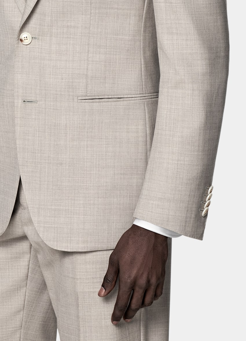 SUITSUPPLY All Season Pure Tropical Wool by Vitale Barberis Canonico, Italy Light Brown Perennial Tailored Fit Havana Suit