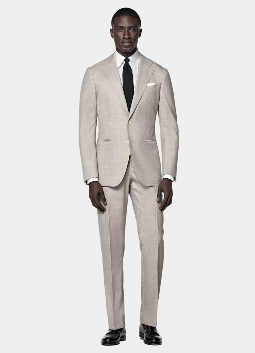 SUITSUPPLY All Season Pure Tropical Wool by Vitale Barberis Canonico, Italy Light Brown Perennial Tailored Fit Havana Suit