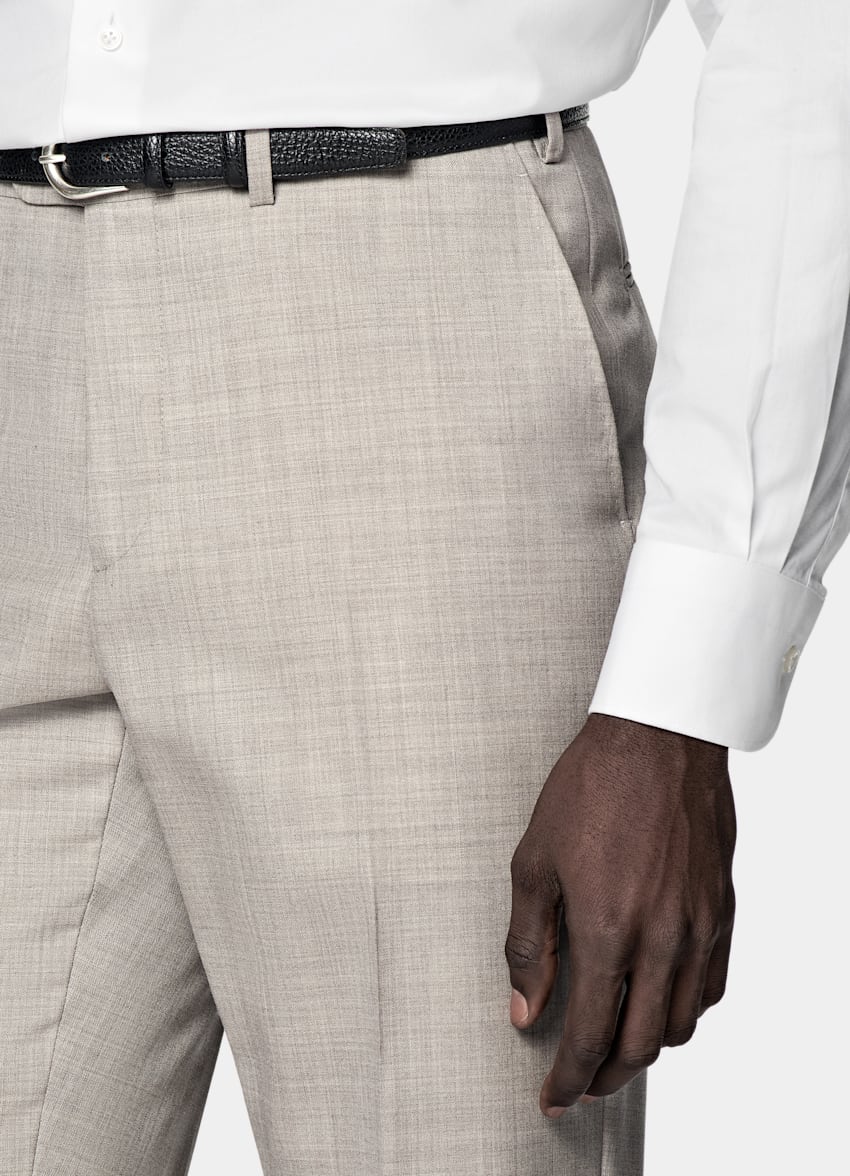 SUITSUPPLY All Season Pure Tropical Wool by Vitale Barberis Canonico, Italy Light Brown Perennial Tailored Fit Havana Suit