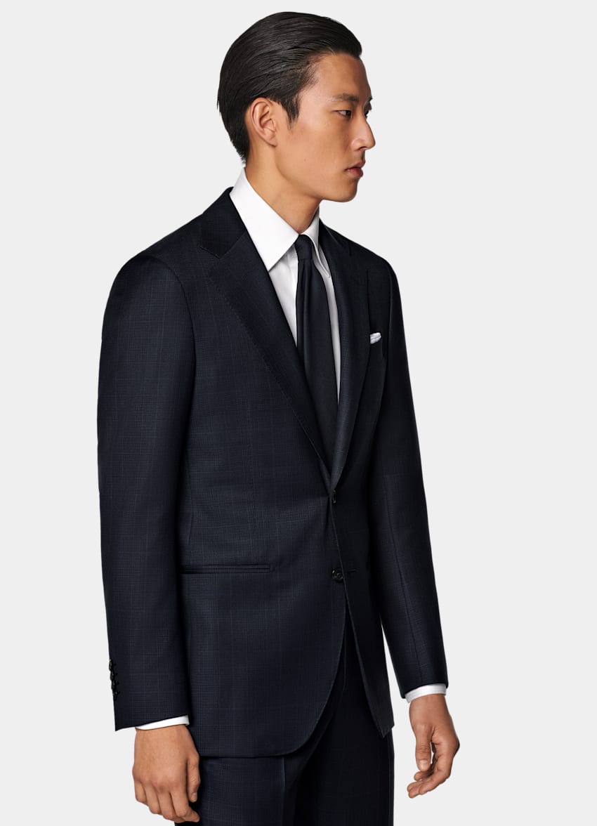 SUITSUPPLY All season Pure Traveller Schurwolle by Lanificio Ermenegildo Zegna, Italien Havana Anzug navy kariert Tailored Fit