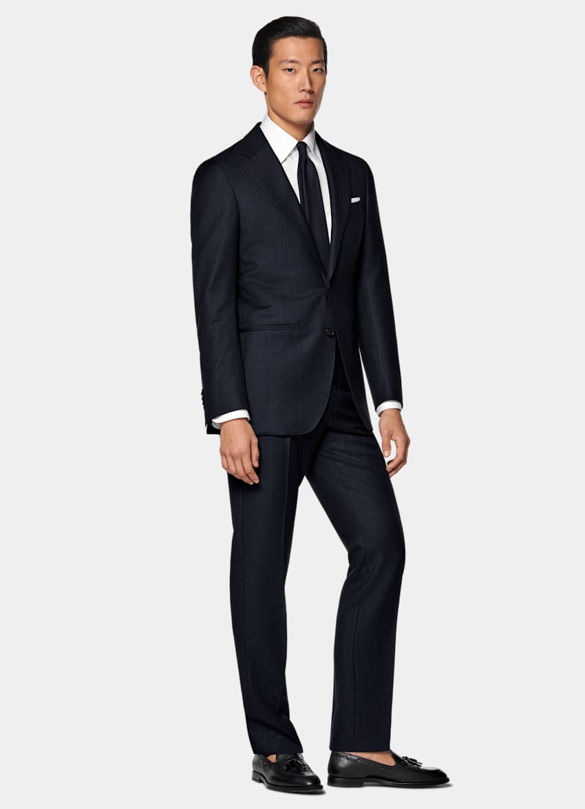SUITSUPPLY All season Pure Traveller Schurwolle by Lanificio Ermenegildo Zegna, Italien Havana Anzug navy kariert Tailored Fit