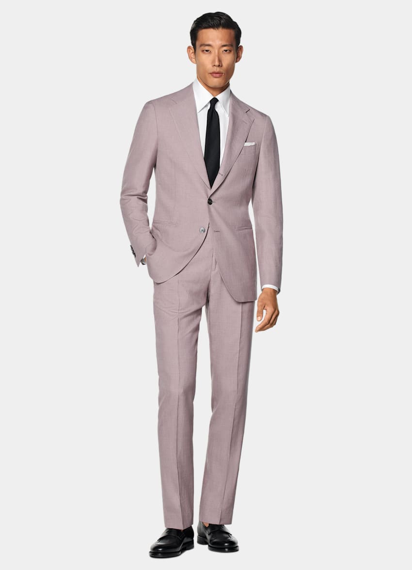 SUITSUPPLY Summer Wool Silk Linen by E.Thomas, Italy Purple Tailored Fit Havana Suit
