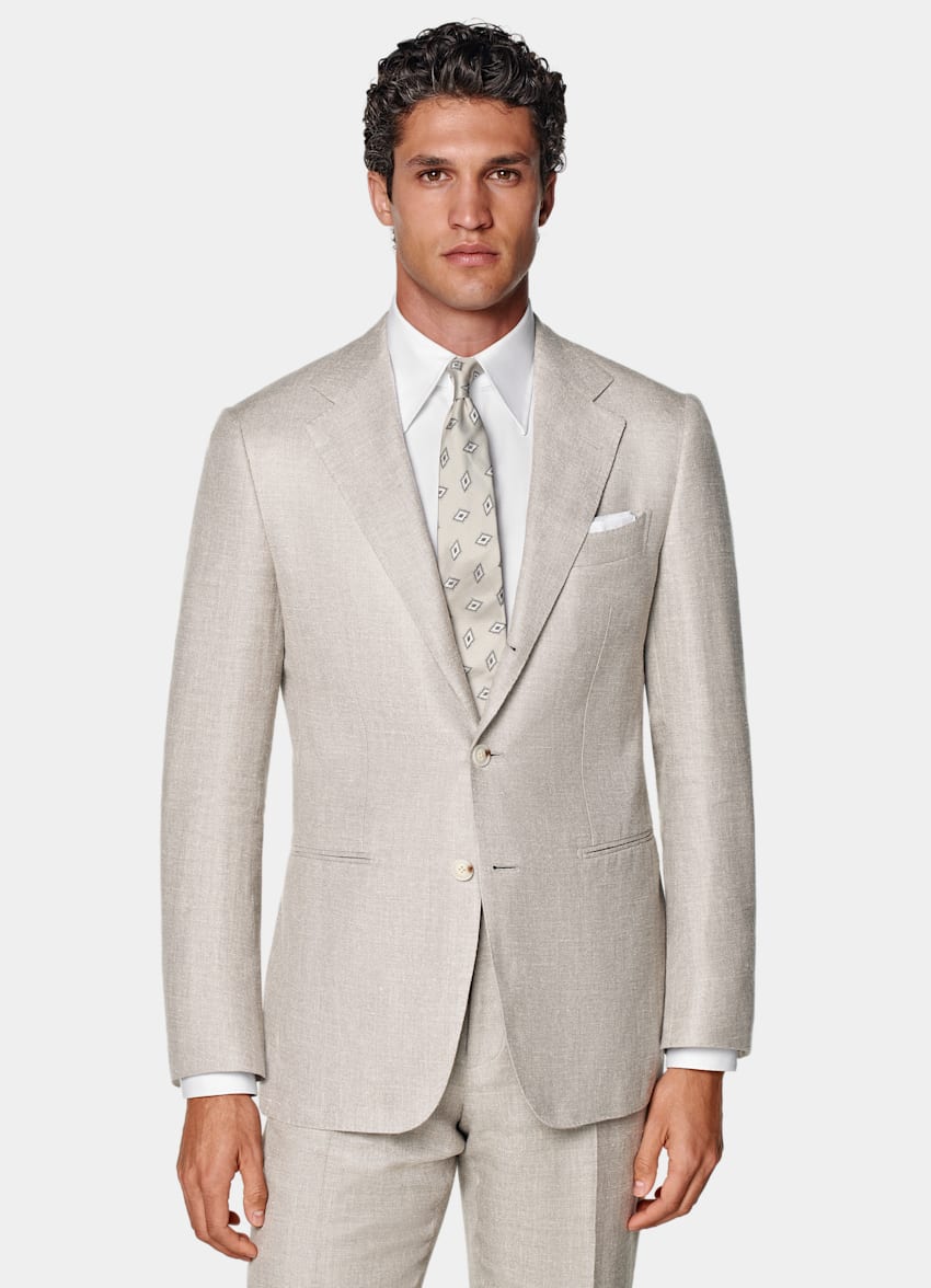 SUITSUPPLY Sommer Seide Leinen Schurwolle von E.Thomas, Italien Havana Anzug helltaupe Tailored Fit