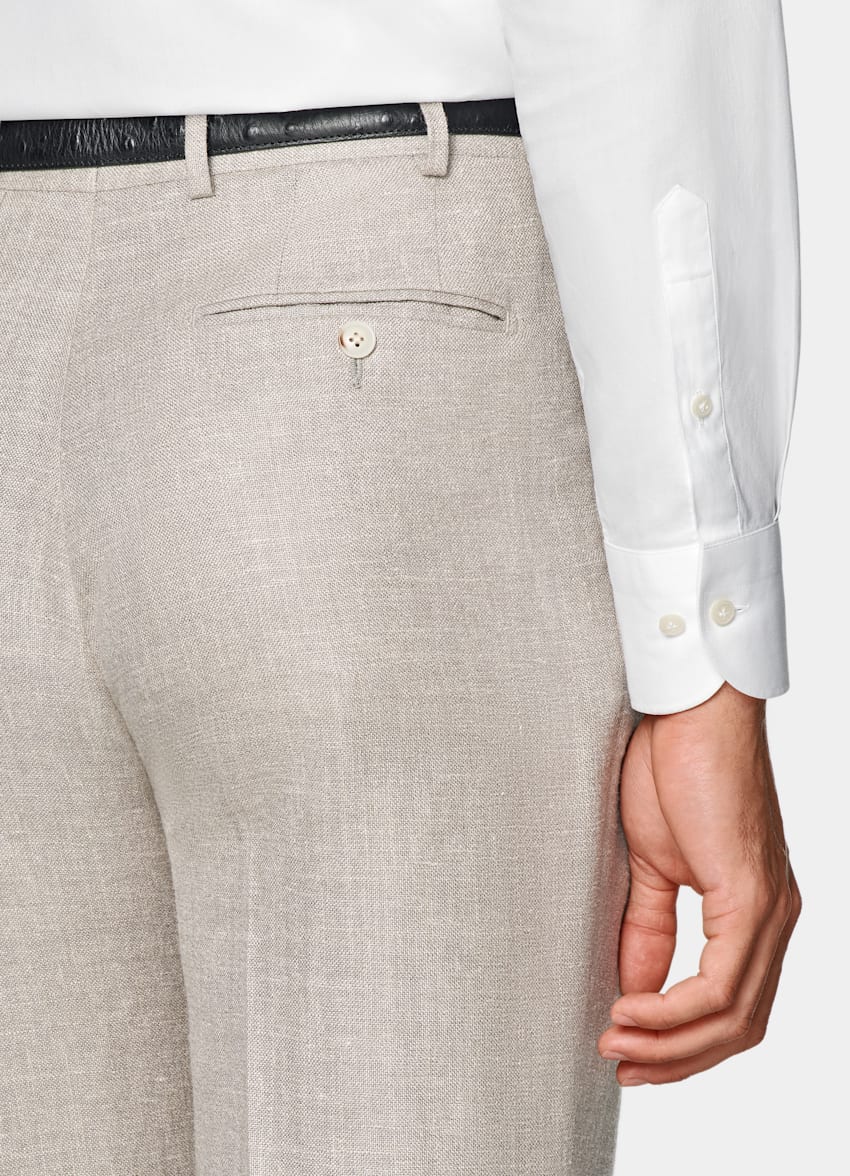 SUITSUPPLY Sommer Seide Leinen Schurwolle von E.Thomas, Italien Havana Anzug helltaupe Tailored Fit