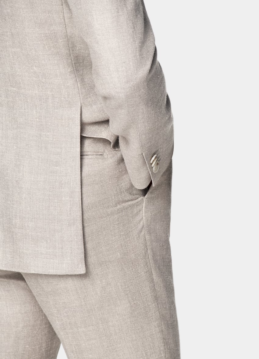 SUITSUPPLY Été Soie, lin et laine par E.Thomas, Italie Costume Havana coupe Tailored taupe clair