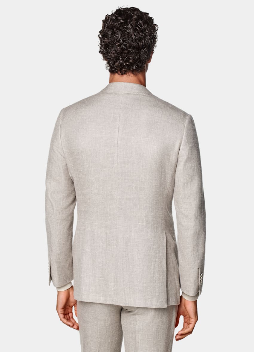SUITSUPPLY Été Soie, lin et laine par E.Thomas, Italie Costume Havana coupe Tailored taupe clair