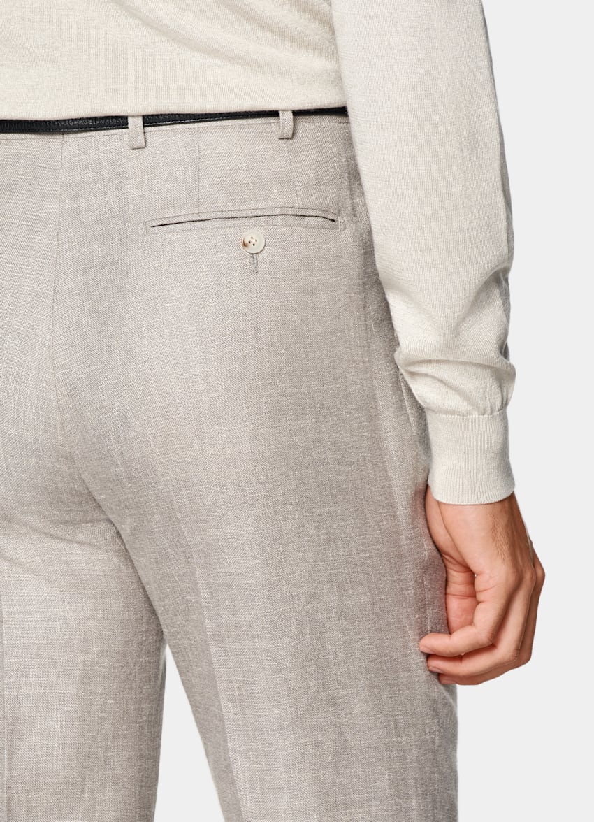 SUITSUPPLY Été Soie, lin et laine par E.Thomas, Italie Costume Havana coupe Tailored taupe clair